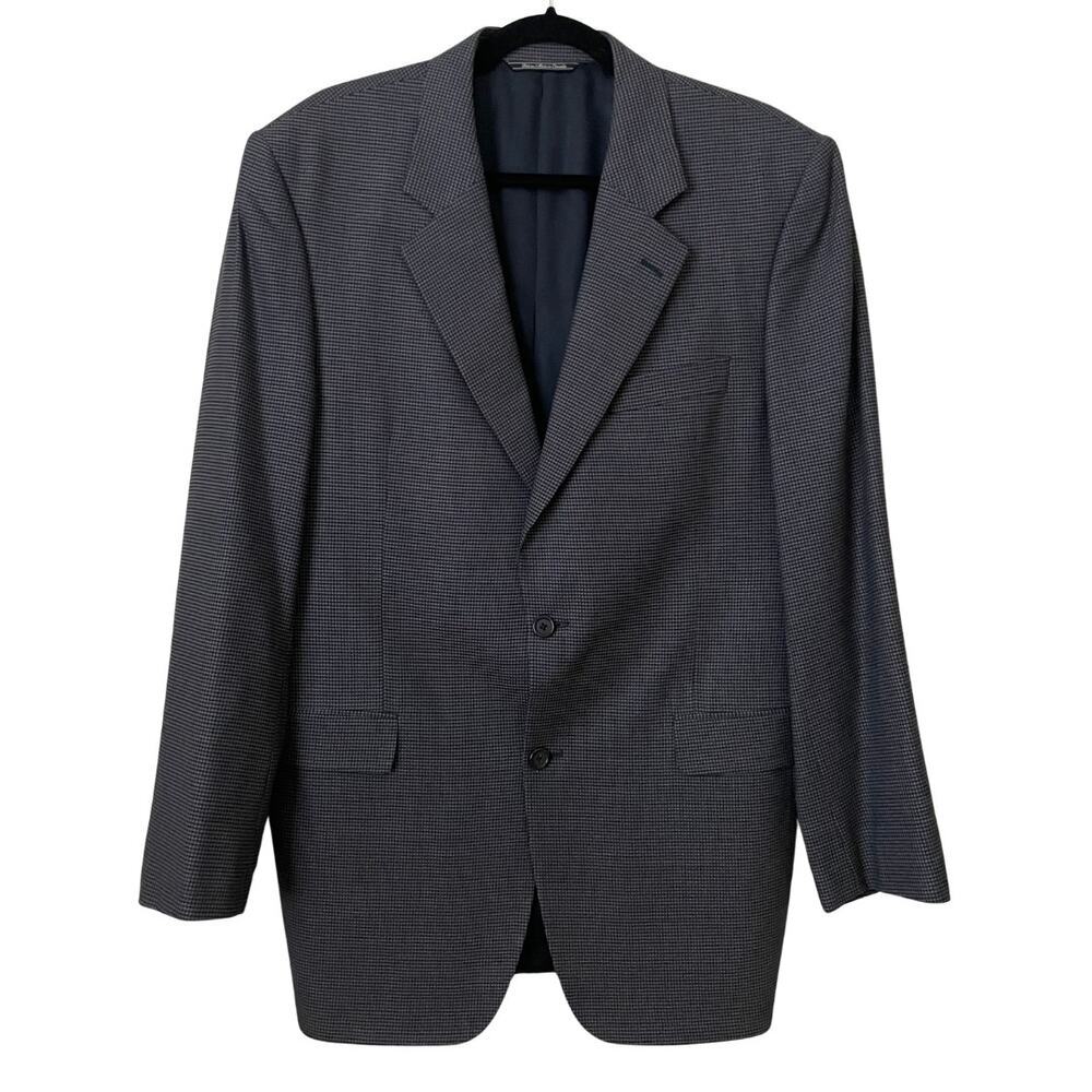 Jack Victor Blazer Mens 42L Blue Loreto Wool Geometric Print Sports Coat Preppy